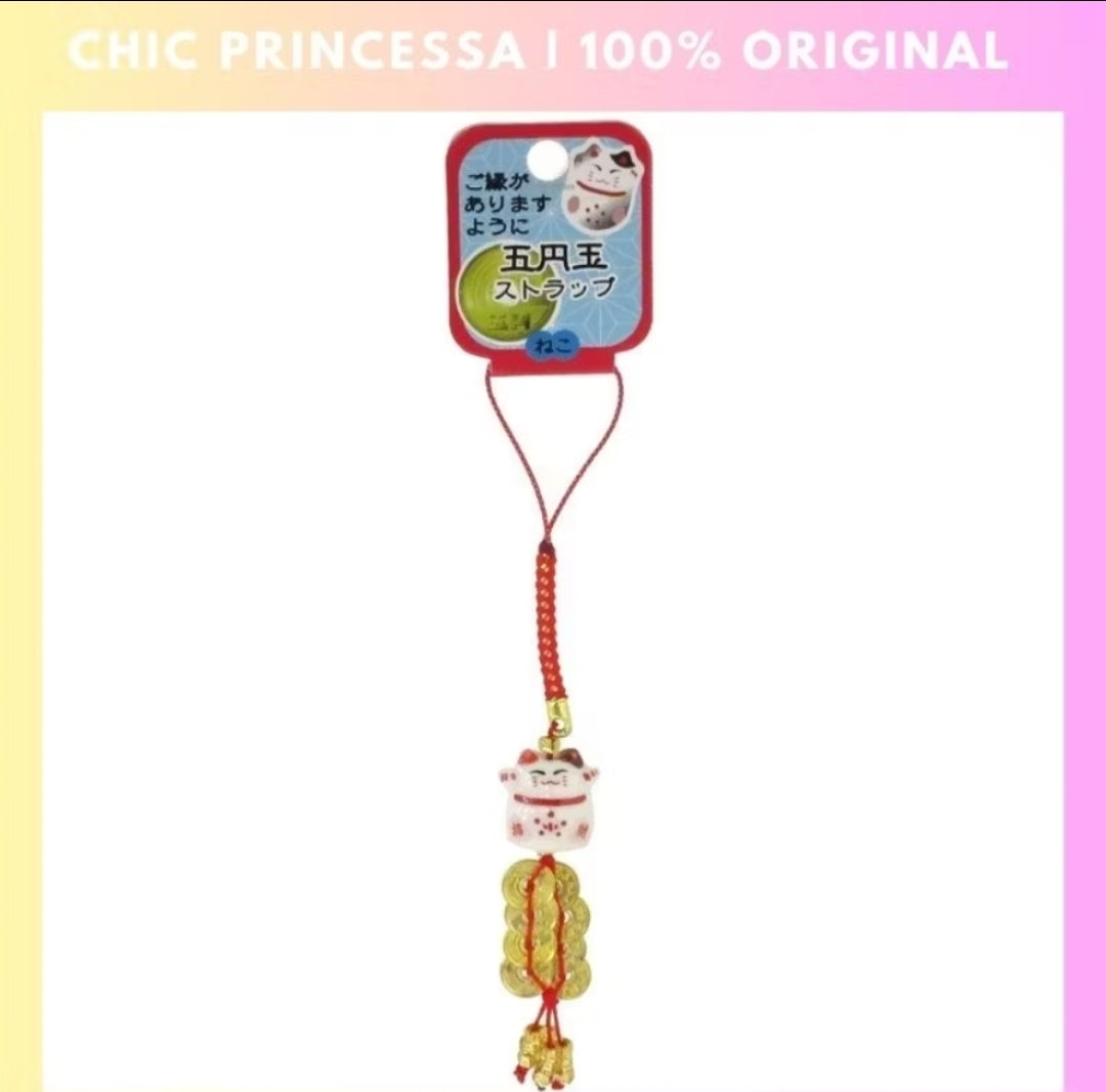 Japan Red Netsuke Coin Wealth Phone Charm
