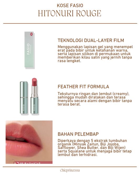 Kose Fasio Japan Hitonuri Rouge No 9 Cherry Pink