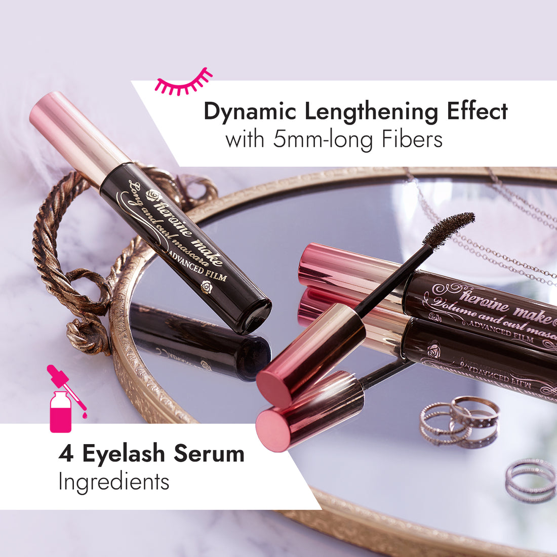 Kiss Me Advanced Long & Curl Mascara Black + Kiss Me Lash serum 4gr