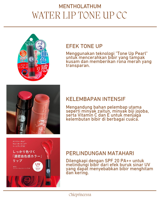 Mentholatum Japan Water Lip Tone Up CC Pure Red Original Jepang Lip Balm Berwarna