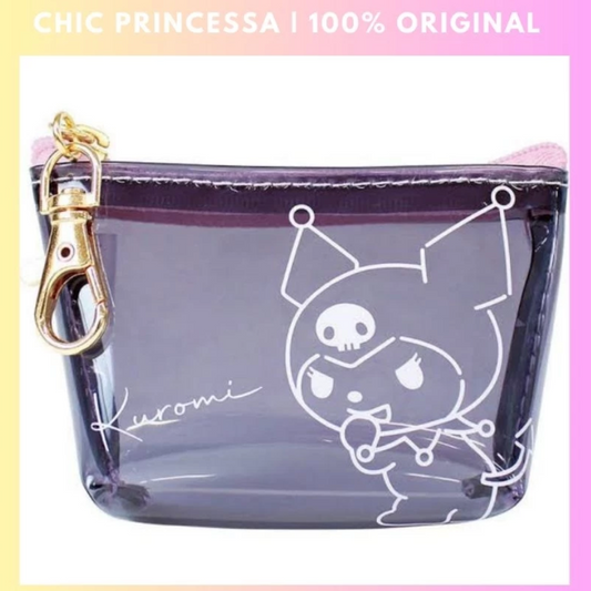 Kuromi Clear Triangular Mini Pouch with Key Chain Bag Charm