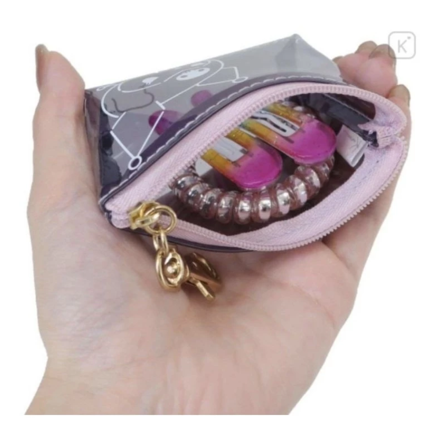 Kuromi Clear Triangular Mini Pouch with Key Chain Bag Charm