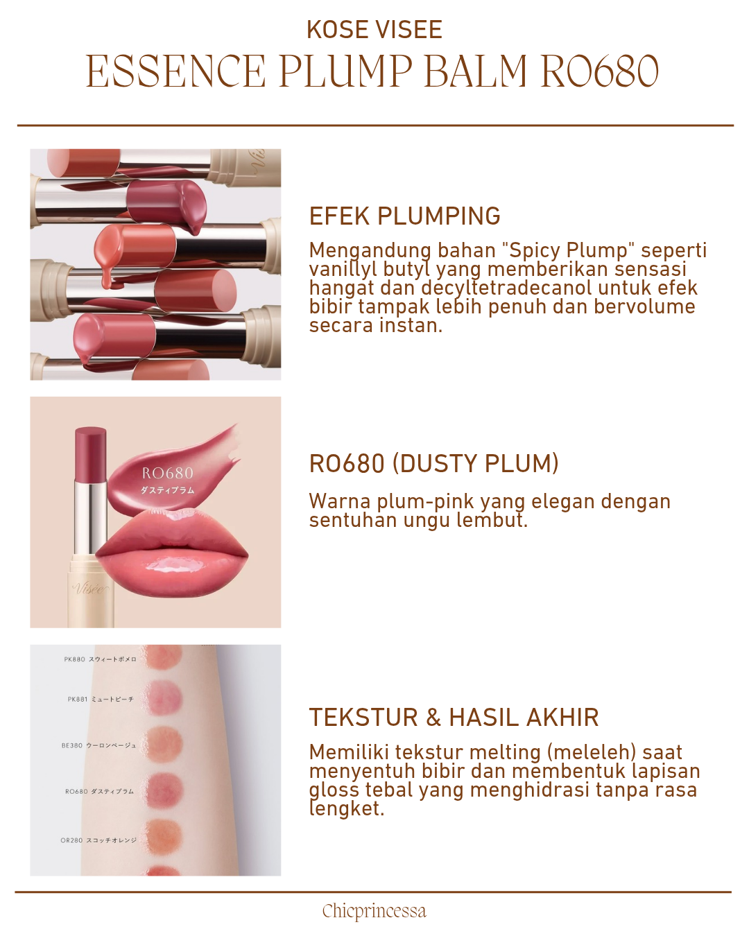 Kose Visee Japan Essence Plump Balm RO680 (Dusty Plum