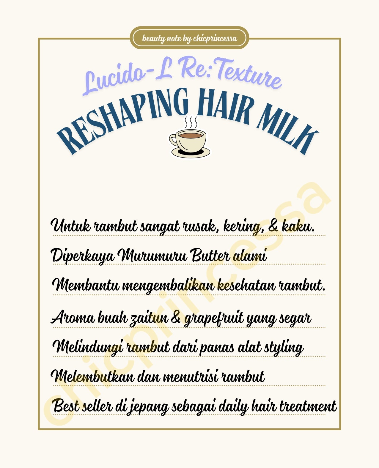 LUCIDO-L Texture-Reconditioning Hair Milk Washable Acid Heat Treatment 90gr