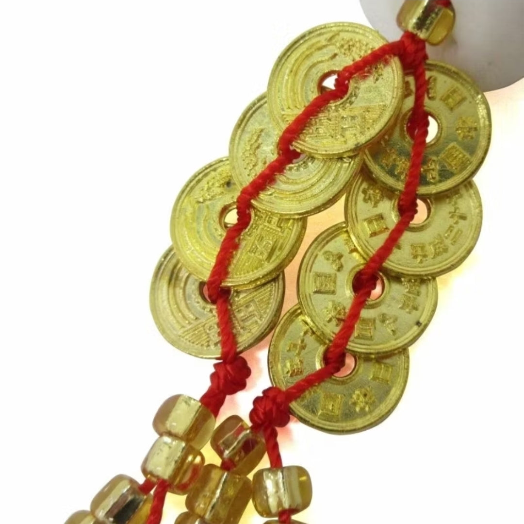 Japan Red Netsuke Coin Wealth Phone Charm