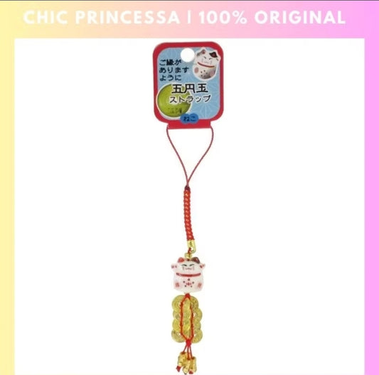 Japan Red Netsuke Coin Wealth Phone Charm