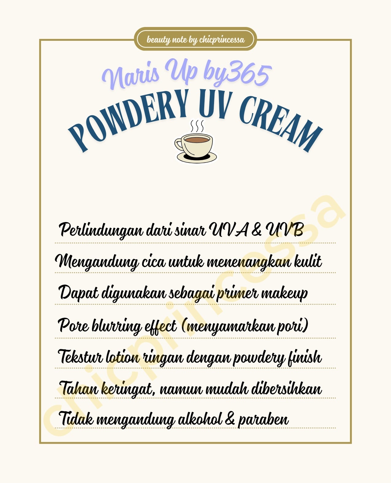 Naris Up by365 Powdery UV Cream SPF50 60gr