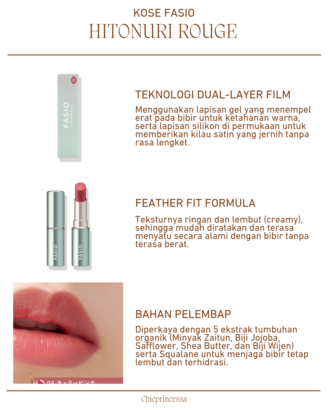 Kose Fasio Japan Hitonuri Rouge No 9 Cherry Pink