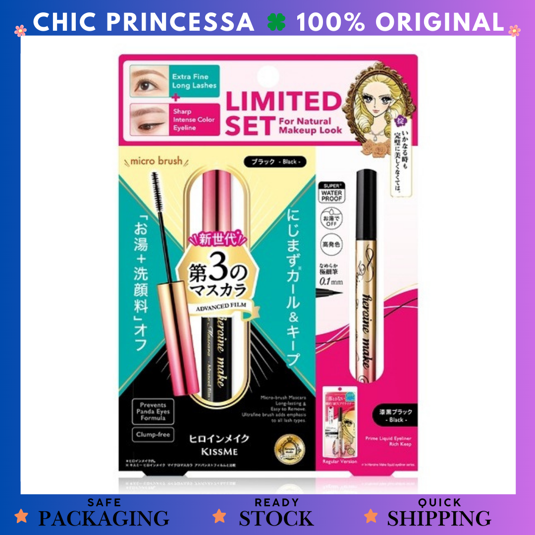 Kiss me Heroine Make Micro Mascara & Eyeliner Set Micro Mascara 4.5g #01 + Prime Liquid Eyeliner Rich Keep 0.4ml #01