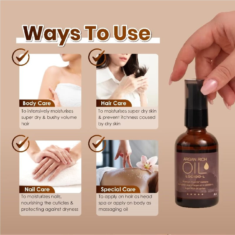 Lucido L Premum Pure Oil 60ml Argan Oil for Hair