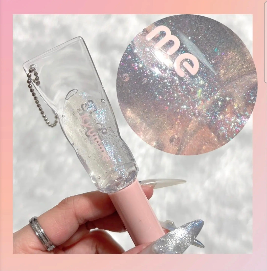 Kyumme Shiny Lip Gloss with Chain - lipgloss shimmer bagcharm